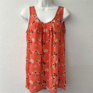 CORAL FLORAL SLEEVLESS BLOUSE